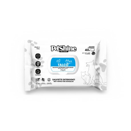 Lingettes PETSHINE Talc  sachet 40 pièces